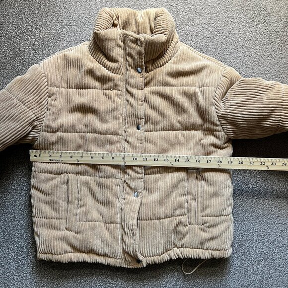 7 for All Mankind Women's Corduroy Cropped Puffer Jacket Tan Brown | Size S - Picture 6 of 9